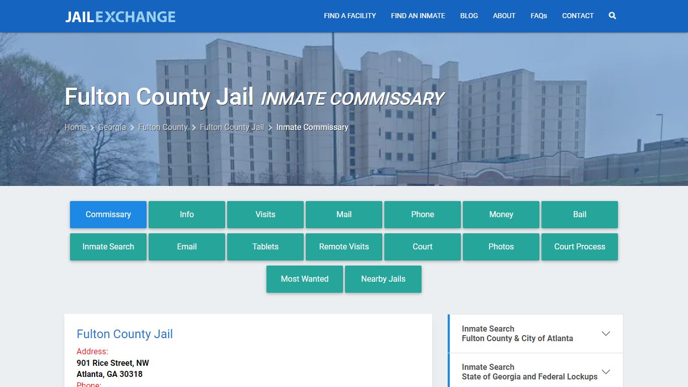 Inmate Commissary, Care Packs - Fulton County Jail, GA